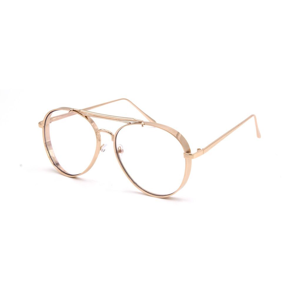 Round Glasses Gold‎ Frame Clear Lens Fashion Eyeglasses Trendy Hip Hop Party New